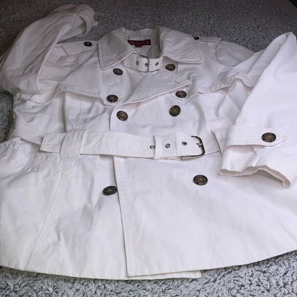 MERONA XXL White Cropped and Belted Utility Trench Coat - Picture 1 of 9